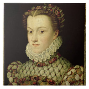 Portrait of Elizabeth of Austria (1554-92) Queen o Ceramic Tile