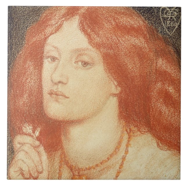 Portrait of Elizabeth Siddal (1834-62), 1860 (red Ceramic Tile (Front)