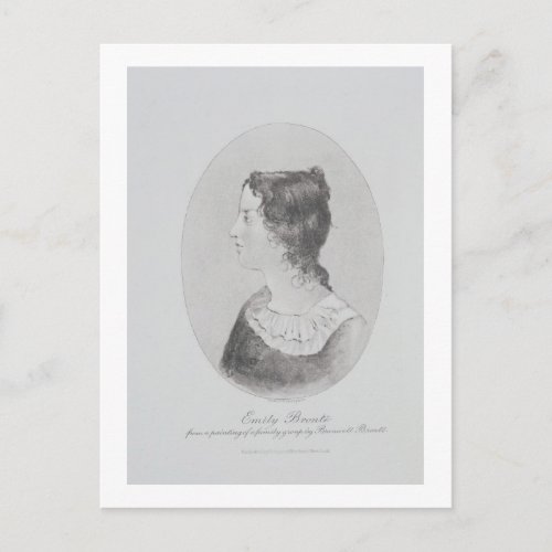 Portrait of Emily Bronte 1818_48 engraved by Wal Postcard