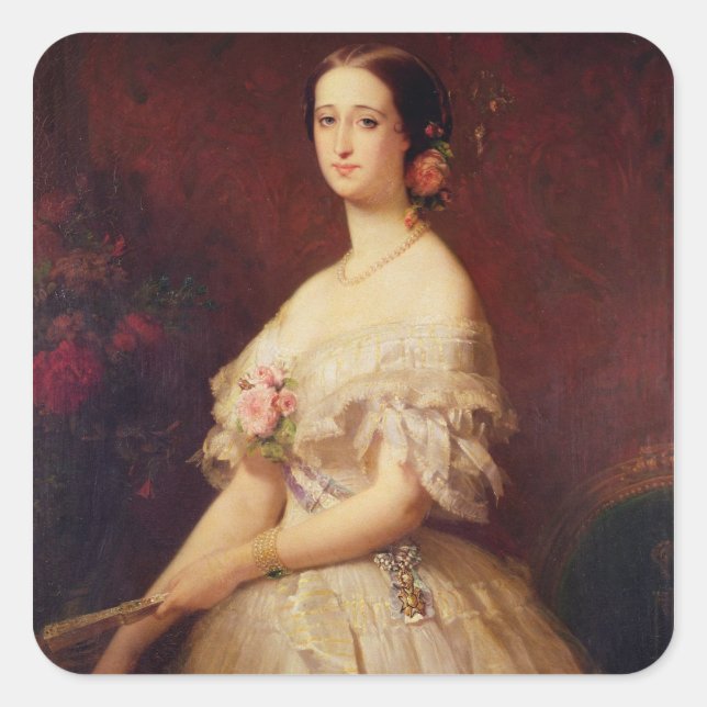 Portrait of Empress Eugenie  1854 Square Sticker (Front)