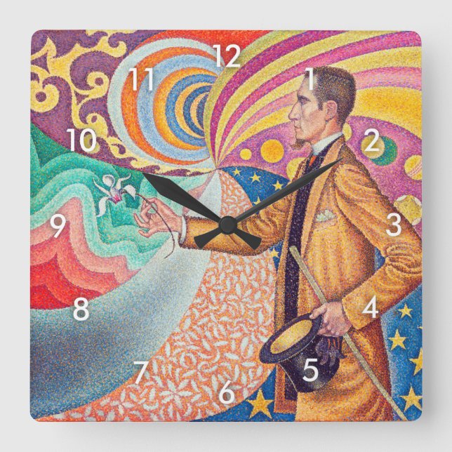 Portrait of Felix Feneon, Signac Square Wall Clock (Front)