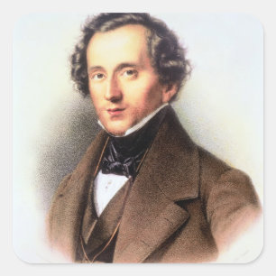 Portrait of Felix Mendelssohn (1809-47) (litho) Square Sticker