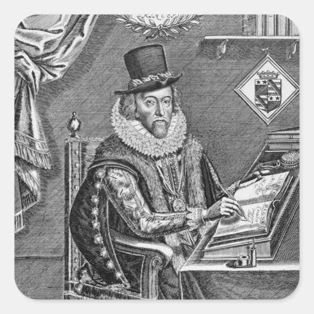 Portrait of Francis Bacon (1561-1626) Viscount of Square Sticker (Front)