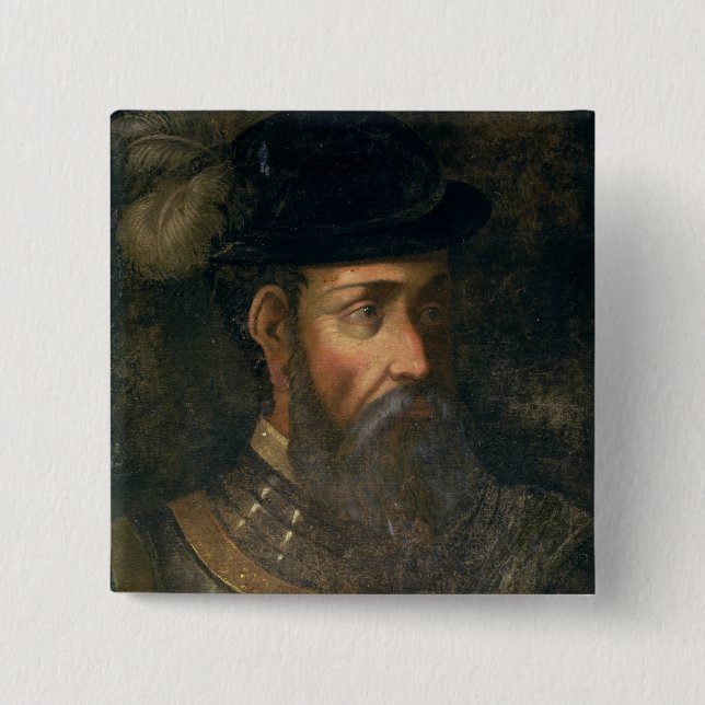Portrait of Francisco Pizarro (c.1478-1541) Spanis Pinback Button (Front)
