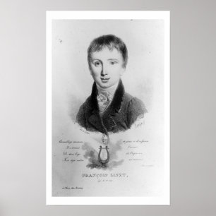 Portrait of Franz Liszt (1811-86) aged 11 (engravi Poster