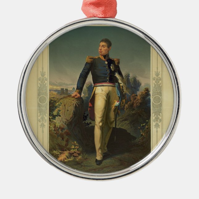 Portrait of French General Marquis de Lafayette Metal Ornament (Front)