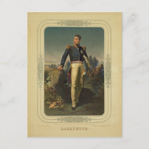 Portrait of French General Marquis de Lafayette Postcard