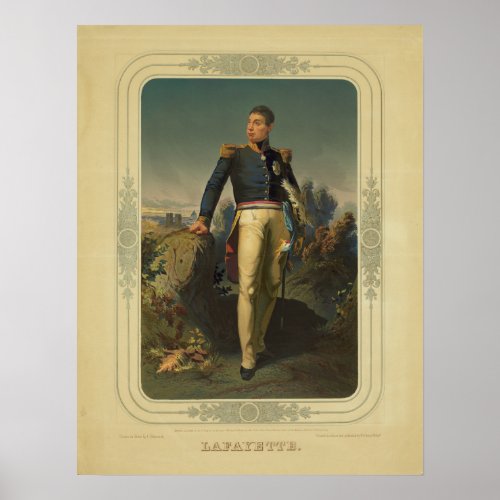 Portrait of French General Marquis de Lafayette Poster
