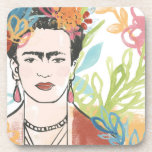 Portrait of Frida Kahlo Beverage Coaster<br><div class="desc">Portrait of Frida Kahlo by June Erica Vess</div>