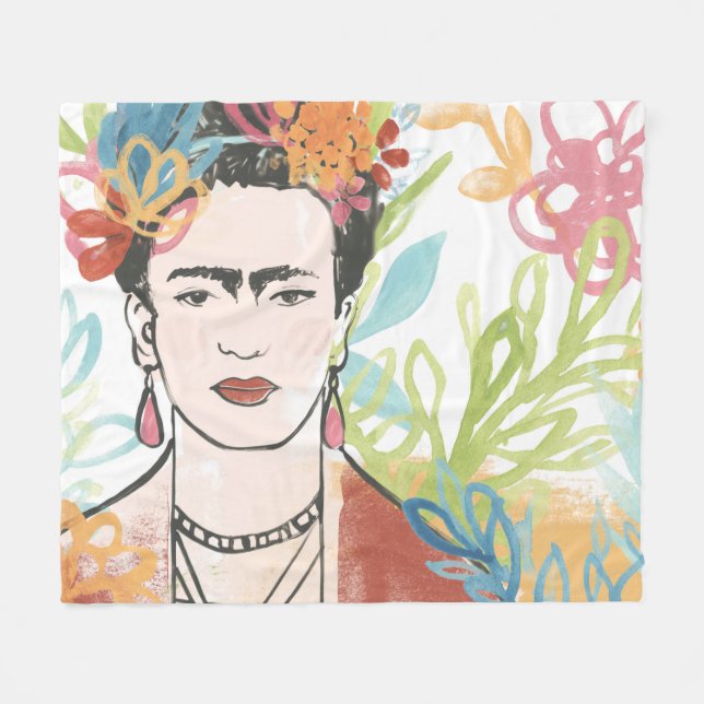 Portrait of Frida Kahlo Fleece Blanket (Front (Horizontal))