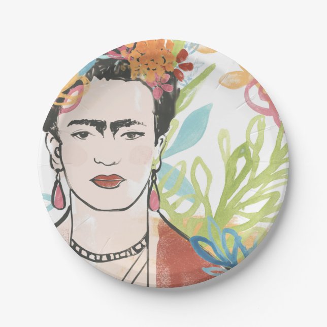 Portrait of Frida Kahlo Paper Plates (Front)