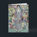 Portrait of Friederike Maria Beer by Gustav Klimt Card<br><div class="desc">Portrait of Friederike Maria Beer (1916) by Gustav Klimt is a vintage Victorian Era Symbolism fine art portrait painting. Friederike-Maria requested that Klimt paint her in a Viennese Workshop dress which she wore exclusively. Klimt decided that she should wear her fur coat inside out so that the decorative lining (also...</div>