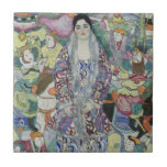 Portrait of Friederike Maria Beer by Gustav Klimt Ceramic Tile<br><div class="desc">Portrait of Friederike Maria Beer (1916) by Gustav Klimt is a vintage Victorian Era Symbolism fine art portrait painting. Friederike-Maria requested that Klimt paint her in a Viennese Workshop dress which she wore exclusively. Klimt decided that she should wear her fur coat inside out so that the decorative lining (also...</div>
