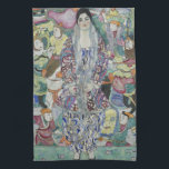 Portrait of Friederike Maria Beer by Gustav Klimt Kitchen Towel<br><div class="desc">Portrait of Friederike Maria Beer (1916) by Gustav Klimt is a vintage Victorian Era Symbolism fine art portrait painting. Friederike-Maria requested that Klimt paint her in a Viennese Workshop dress which she wore exclusively. Klimt decided that she should wear her fur coat inside out so that the decorative lining (also...</div>