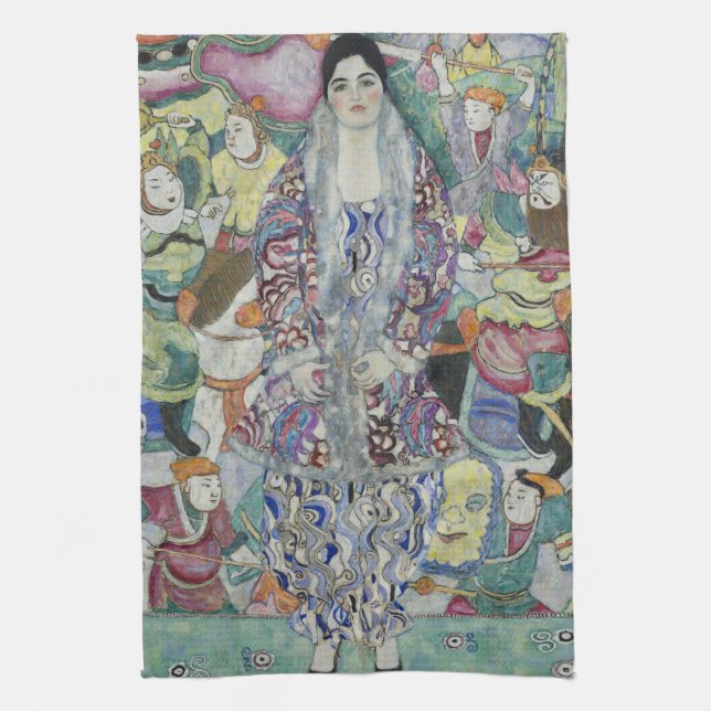 Portrait of Friederike Maria Beer by Gustav Klimt Kitchen Towel (Vertical)