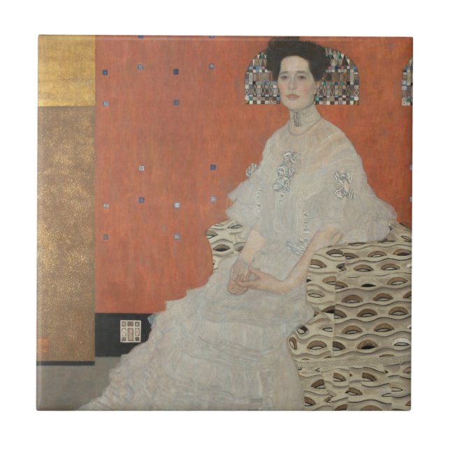 Portrait of Fritza Riedler by Gustav Klimt Ceramic Tile (Front)