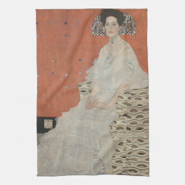 Portrait of Fritza Riedler by Gustav Klimt Kitchen Towel (Vertical)