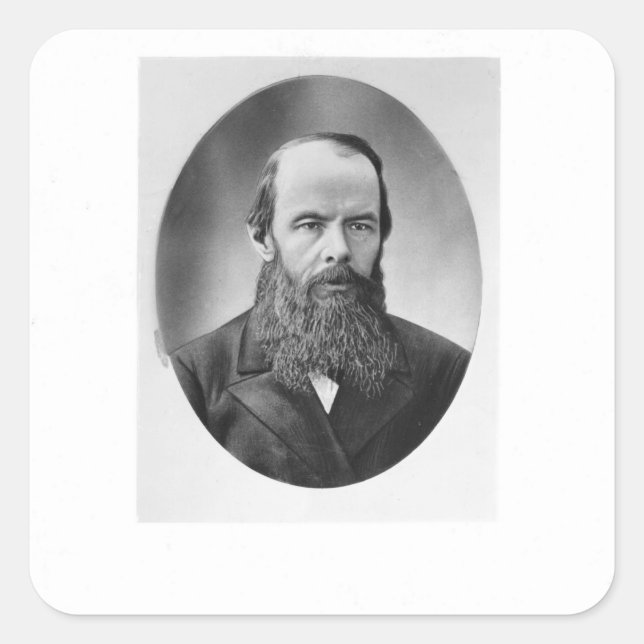 Portrait of Fyodor Mikhailovich Dostoyevsky Square Sticker (Front)