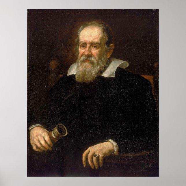 Portrait of Galileo Galilei by Justus Sustermans Poster (Front)
