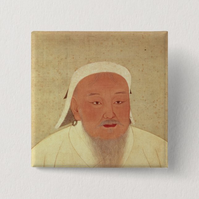 Portrait of Genghis Khan , Mongol Khan Button (Front)