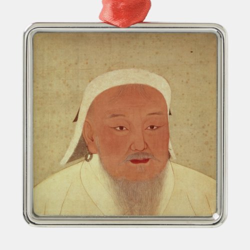 Portrait of Genghis Khan  Mongol Khan Metal Ornament