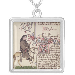 Portrait of Geoffrey Chaucer facsimile from Silver Plated Necklace