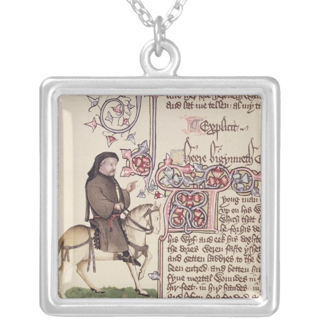Portrait of Geoffrey Chaucer  facsimile from Silver Plated Necklace (Front)