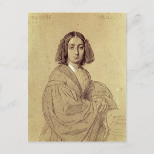 Portrait of George Sand  1837 Postcard