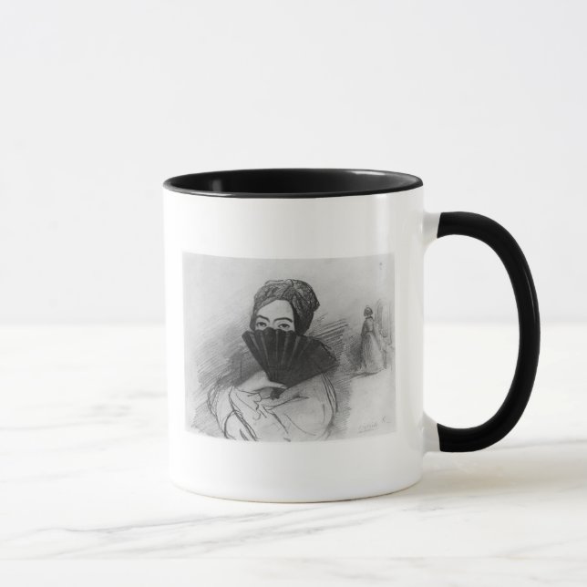 Portrait of George Sand  behind her fan Mug (Right)