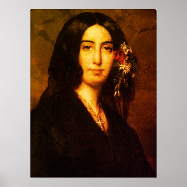 Portrait of George Sand by Auguste Charpentier Poster (Front)
