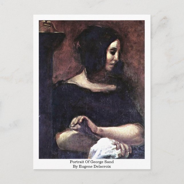 Portrait Of George Sand By Eugene Delacroix Postcard (Front)