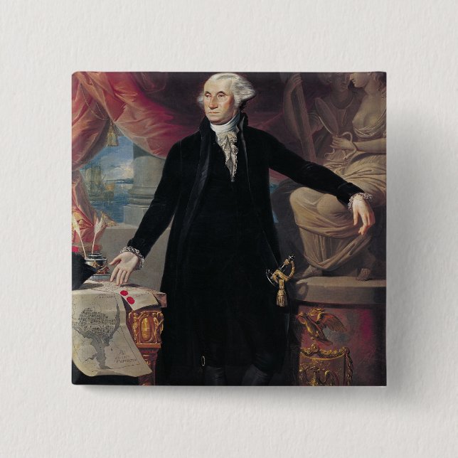 Portrait of George Washington, 1796 Pinback Button (Front)