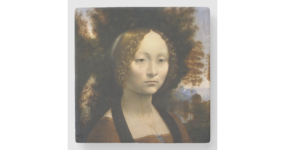 Portrait Of Ginevra De Benci By Leonardo Da Vinci Stone Coaster
