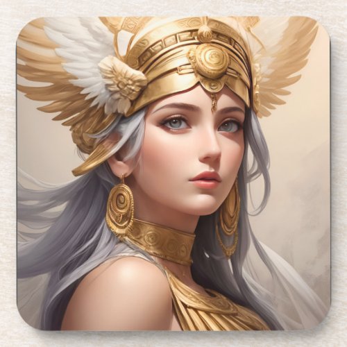 Portrait of Goddess Athena  Beverage Coaster
