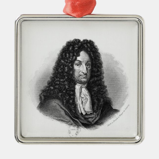 Portrait of Gottfried Wilhelm  Baron de Leibniz Metal Ornament (Front)