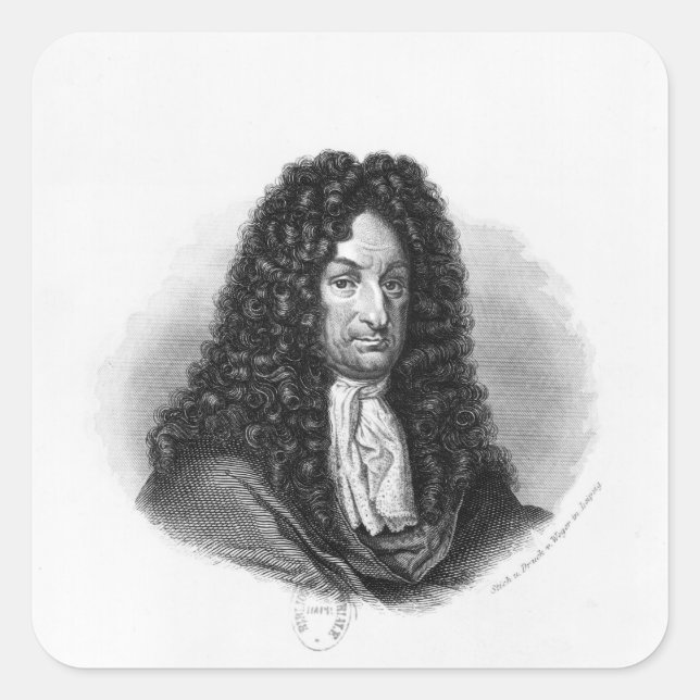 Portrait of Gottfried Wilhelm  Baron de Leibniz Square Sticker (Front)
