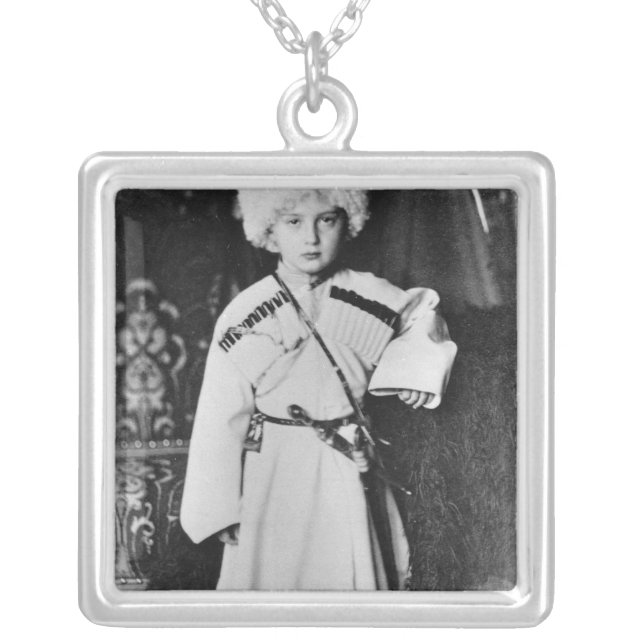 Portrait of Grand Duke Nicholas Mikhailovich Silver Plated Necklace (Front)