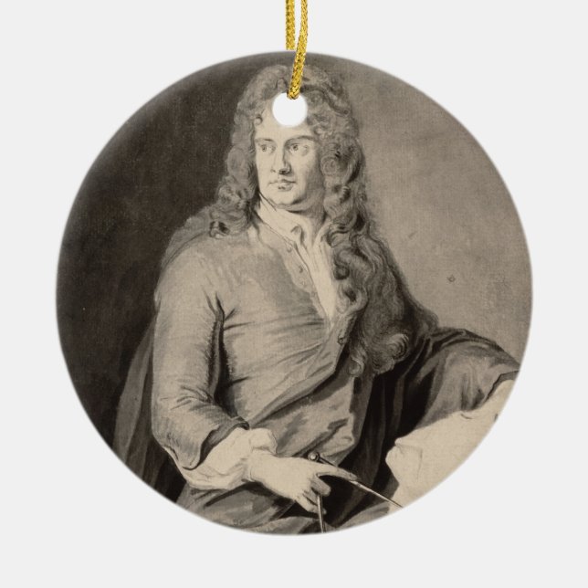 Portrait of Grinling Gibbons (1648-1721) (w/c on p Ceramic Ornament (Front)