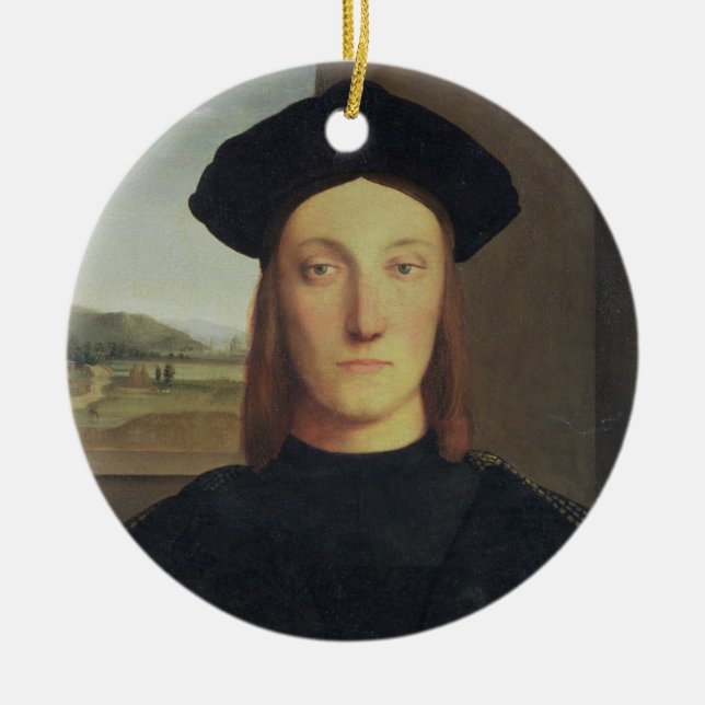 Portrait of Guidobaldo da Montefeltro, Duke of Urb Ceramic Ornament (Front)
