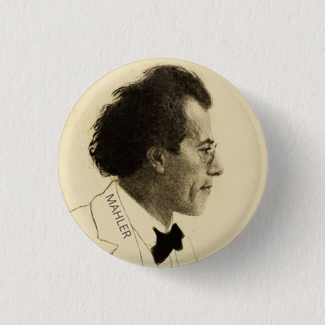 Portrait of Gustav Mahler (1902) Button (Front)