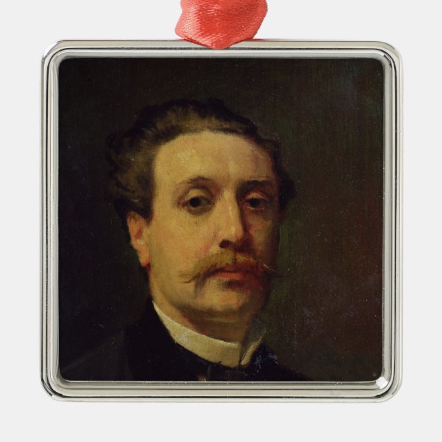 Portrait of Guy de Maupassant  1876 Metal Ornament (Front)