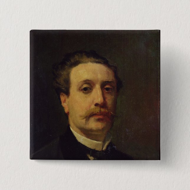 Portrait of Guy de Maupassant  1876 Pinback Button (Front)