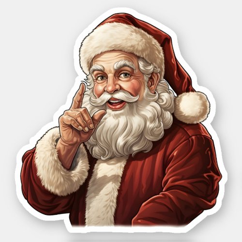 Portrait Of Happy Santa Claus Funny Christmas Sticker