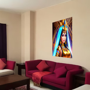 Portrait of Hathor Egyptian Goddess AI Art Poster