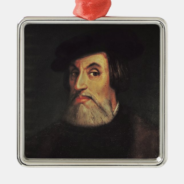 Portrait of Hernando Cortes Metal Ornament (Front)