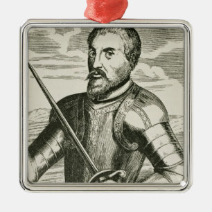 Portrait of Hernando de Soto Metal Ornament
