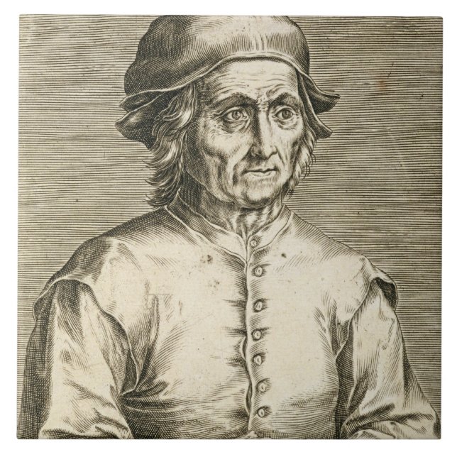 Portrait of Hieronymus Bosch (c.1450-1516) plate 3 Ceramic Tile (Front)