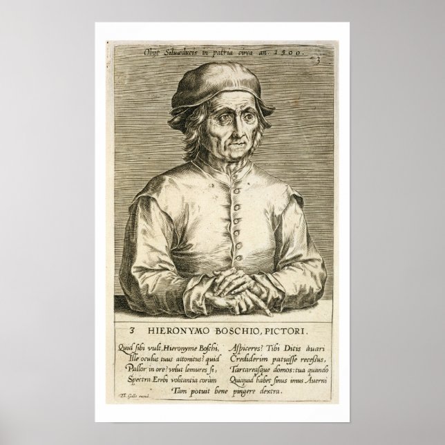 Portrait of Hieronymus Bosch (c.1450-1516) plate 3 Poster (Front)