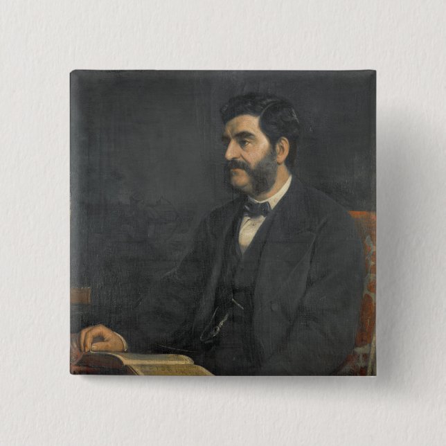 Portrait of Hormuzd Rassam, 1869 Pinback Button (Front)