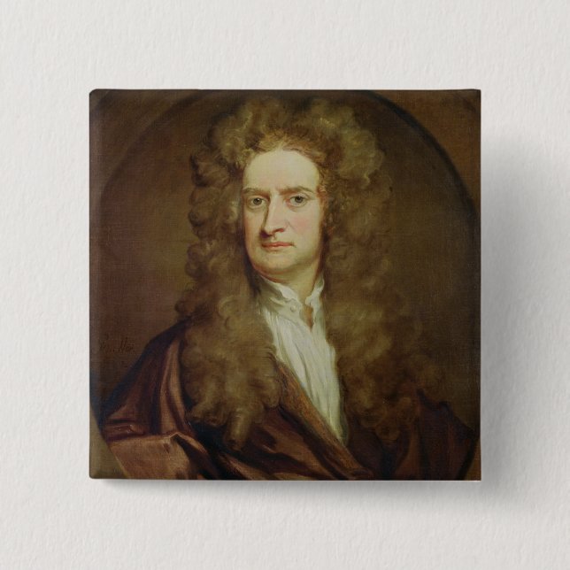Portrait of Isaac Newton  1702 Pinback Button (Front)